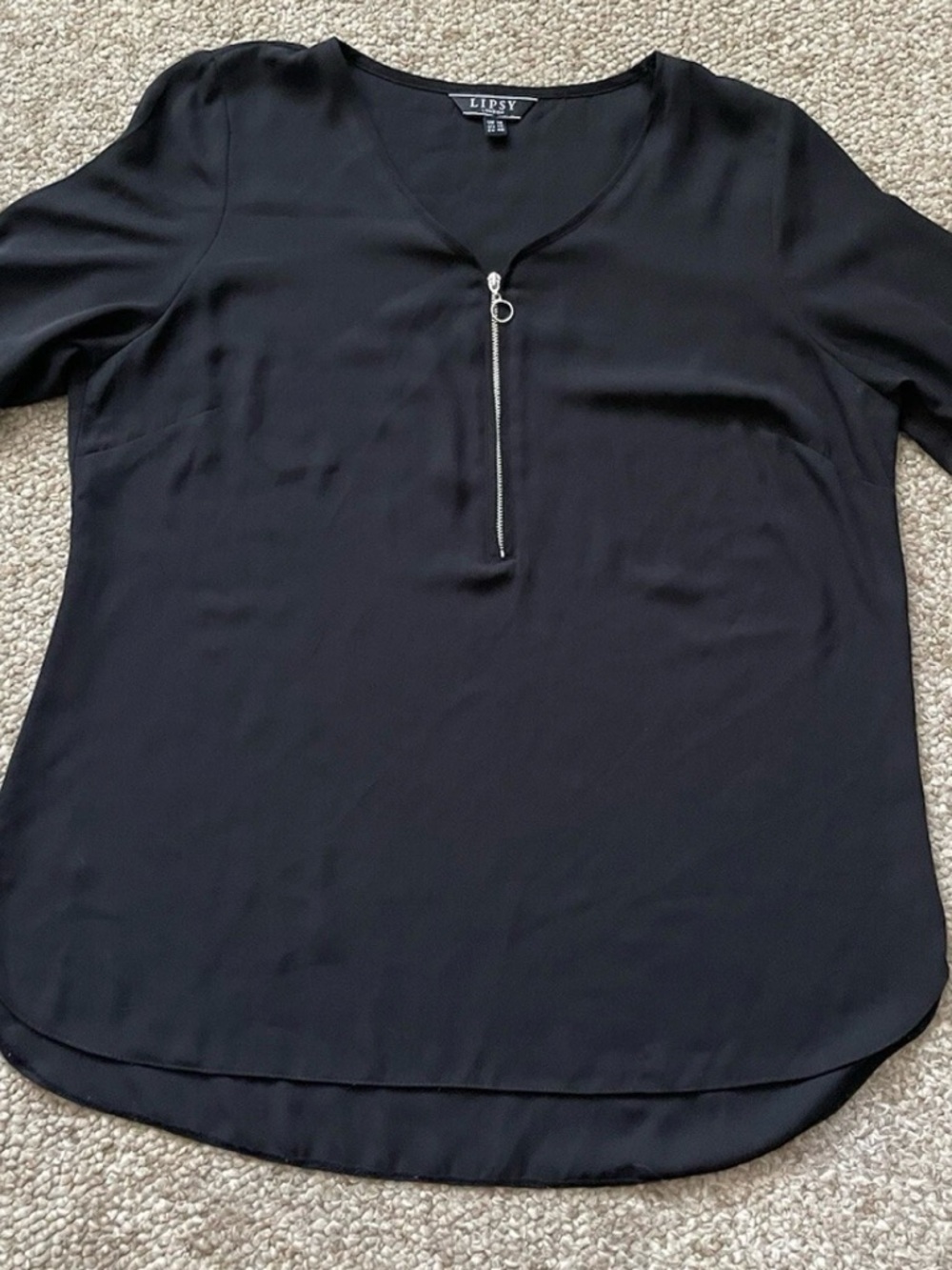 Lipsy Black V-Neck Zip Blouse
